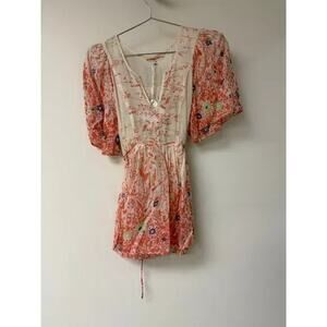 Rebecca Taylor White Silk-Blend V-Neck Tunic Top Floral Print Size 0